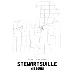 Stewartsville Missouri. US street map with black and white lines.