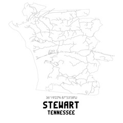 Stewart Tennessee. US street map with black and white lines.