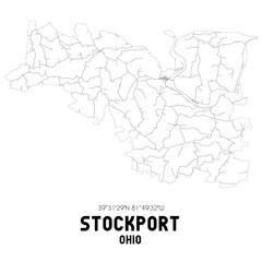 Stockport Ohio. US street map with black and white lines.