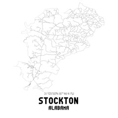 Stockton Alabama. US street map with black and white lines.