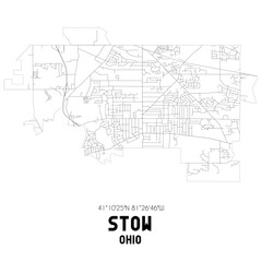 Stow Ohio. US street map with black and white lines.
