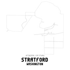 Stratford Washington. US street map with black and white lines.