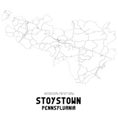 Stoystown Pennsylvania. US street map with black and white lines.