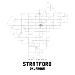 Stratford Oklahoma. US street map with black and white lines.