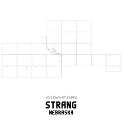 Strang Nebraska. US street map with black and white lines.
