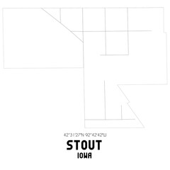 Stout Iowa. US street map with black and white lines.