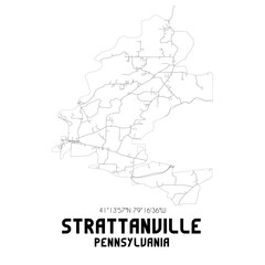 Strattanville Pennsylvania. US street map with black and white lines.