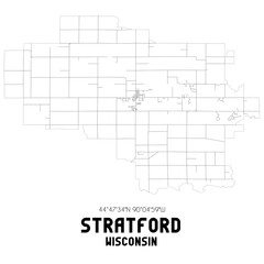 Stratford Wisconsin. US street map with black and white lines.