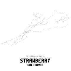 Strawberry California. US street map with black and white lines.