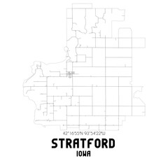 Stratford Iowa. US street map with black and white lines.