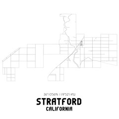 Stratford California. US street map with black and white lines.