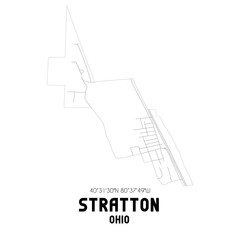 Stratton Ohio. US street map with black and white lines.