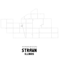 Strawn Illinois. US street map with black and white lines.