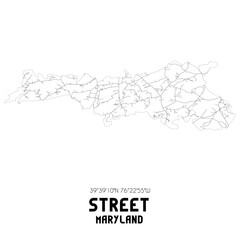 Street Maryland. US street map with black and white lines.