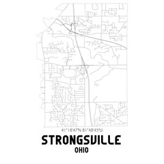 Strongsville Ohio. US street map with black and white lines.