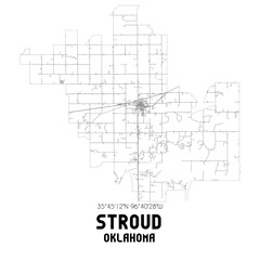 Stroud Oklahoma. US street map with black and white lines.
