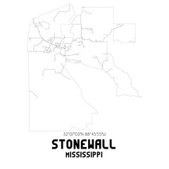 Fototapeta premium Stonewall Mississippi. US street map with black and white lines.