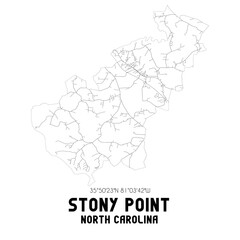 Fototapeta na wymiar Stony Point North Carolina. US street map with black and white lines.