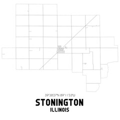 Stonington Illinois. US street map with black and white lines.