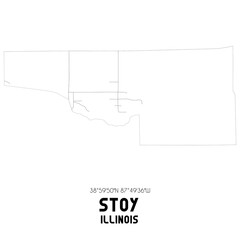 Stoy Illinois. US street map with black and white lines.