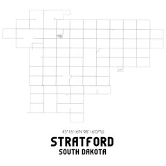 Stratford South Dakota. US street map with black and white lines.