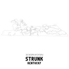 Strunk Kentucky. US street map with black and white lines.