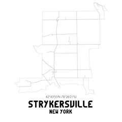 Strykersville New York. US street map with black and white lines.