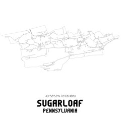 Sugarloaf Pennsylvania. US street map with black and white lines.