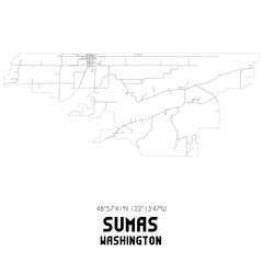 Sumas Washington. US street map with black and white lines.