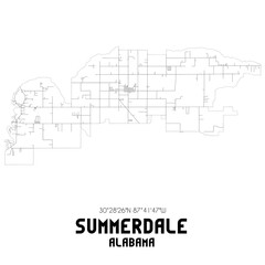 Summerdale Alabama. US street map with black and white lines.