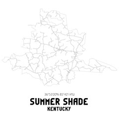 Summer Shade Kentucky. US street map with black and white lines.