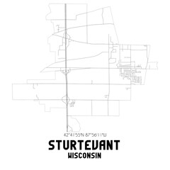 Sturtevant Wisconsin. US street map with black and white lines.