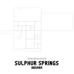 Sulphur Springs Indiana. US street map with black and white lines.