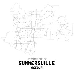 Summersville Missouri. US street map with black and white lines.