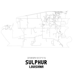 Fototapeta na wymiar Sulphur Louisiana. US street map with black and white lines.