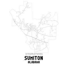 Sumiton Alabama. US street map with black and white lines.