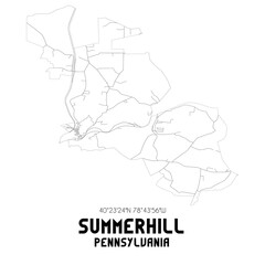 Summerhill Pennsylvania. US street map with black and white lines.