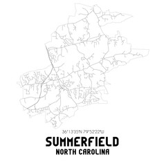 Summerfield North Carolina. US street map with black and white lines.