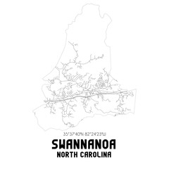 Swannanoa North Carolina. US street map with black and white lines.