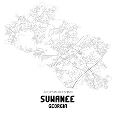 Fototapeta na wymiar Suwanee Georgia. US street map with black and white lines.