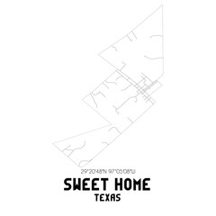 Sweet Home Texas. US street map with black and white lines.