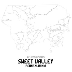 Fototapeta premium Sweet Valley Pennsylvania. US street map with black and white lines.