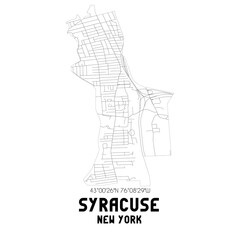 Syracuse New York. US street map with black and white lines.