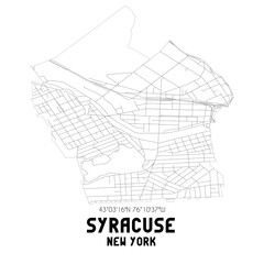 Fototapeta na wymiar Syracuse New York. US street map with black and white lines.