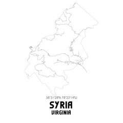 Syria Virginia. US street map with black and white lines.