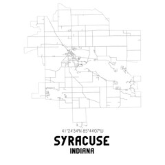 Syracuse Indiana. US street map with black and white lines.