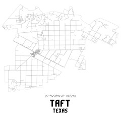 Taft Texas. US street map with black and white lines.