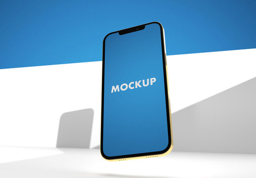 iphone in the White Empty Pool with a Clean Blue Sky