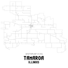 Tamaroa Illinois. US street map with black and white lines.