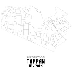 Tappan New York. US street map with black and white lines.